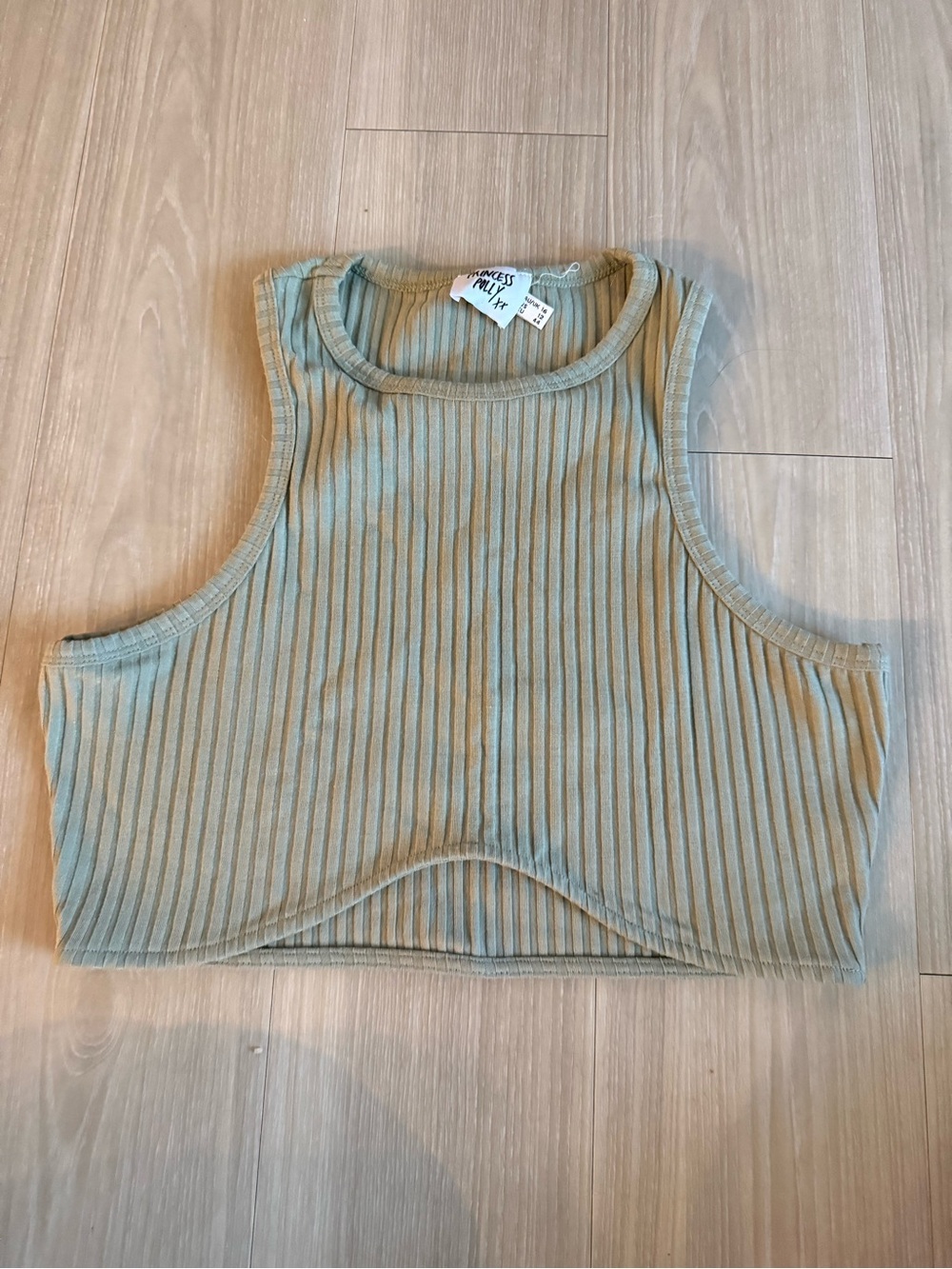 Princess Polly Ribbed Cropped Tank in Sage